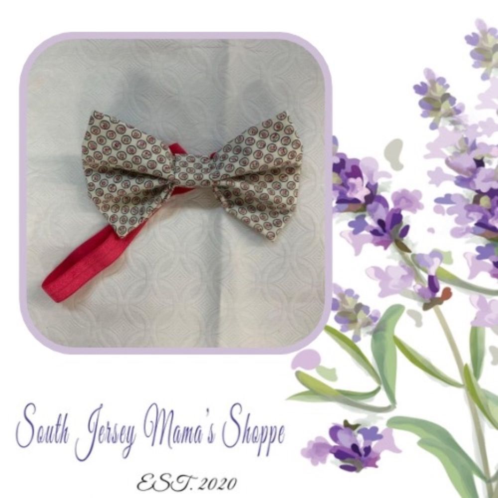 Vintage Fabric Headband Bow Tiny Pink Floral Buds 100% Cotton 6 to 12 Months